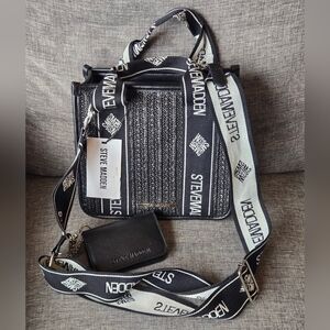 STEVE MADDEN black straw bwebber crossbody bag Straw Satchel